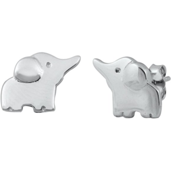 Sterling Silver Elephant Stud Earrings - Picture 1 of 2